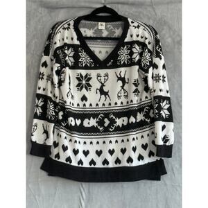 Deer Nordic Fair Isle Sweater Women’s Small Cabincore Ski Lodge V Neck NWOT